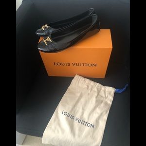 Louis Vuitton Black Patent Leather Flats Shoes 9.5